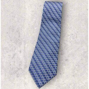 ROBERT TALBOTT Silk Tie USA Gray Blue Geometric W:3.8"